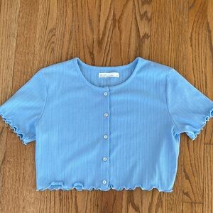 Oak + Fort Short Sleeve Cropped Button Down